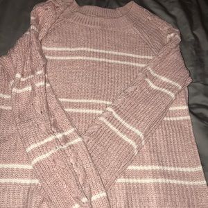 Pink and white knit sweater